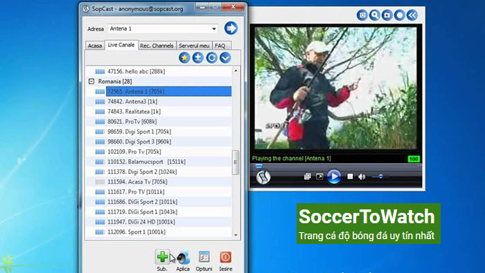 Hướng dẫn cách tải và xem bóng đá trực tuyến trên Sopcast